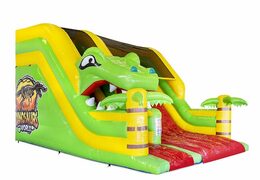 Commandez un toboggan gonflable sur le thème des dinos rouge et vert pour les enfants