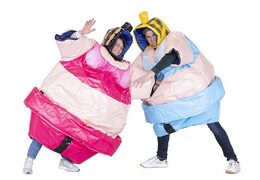 Commandez 2 costumes de sumo big mama en rose et en bleu pour lutter
