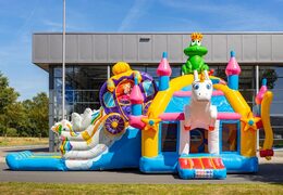Château gonflable multijoueur super gonflable de style licorne avec beaucoup de couleurs à vendre pour les enfants