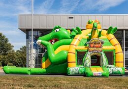 Commandez un château gonflable multijoueur super gonflable avec toboggan sur le thème des dinosaures pour les enfants