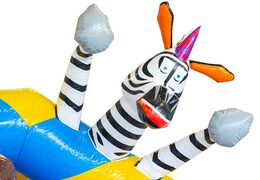 Coussin d'air combo toboggan animal party avec toboggan et animaux 3d dessus pour enfants