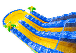 Commandez un toboggan aquatique gonflable Waterslide D22 Hawaii à thème tropical avec des palmiers