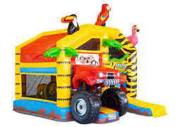 Acheter château gonflable multijoueur gonflable avec toit sur le thème du safari amazonien pour les enfants