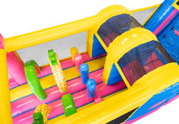 Parcours d'obstacles gonflable Flamant de 13 mètres de long pour les enfants. Commandez des parcours d'obstacles gonflables maintenant en ligne chez JB Gonflables France