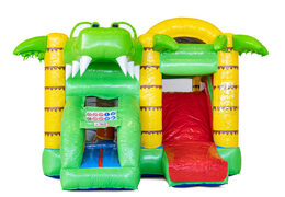 Commandez le château gonflable Mini Multiplay gonflable couvert avec toboggan sur le thème du Crocodile pour les enfants. Achetez maintenant des jeux gonflables chez JB Gonflables France