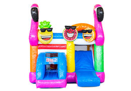 Commandez le château gonflable gonflable couvert Mini Multiplay avec toboggan sur le thème Flamingo pour les enfants. Achetez maintenant des jeux gonflables chez JB Gonflables France