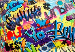 Détails graffiti sur château gonflable