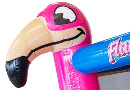 Thème flamant rose sur château gonflable Multi Slide