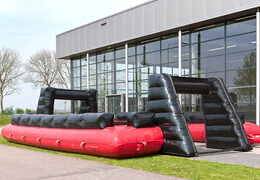 Achetez en ligne un baby-foot gonflable noir rouge avec un système unique d'embarquement coulissant.