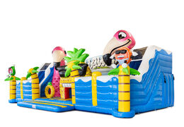 Commander en ligne une glissade gonflable bleue sur le côté