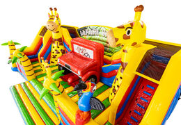 Girafe palmier perroquet château gonflable thème safari