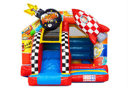 Thème de personnages de bande dessinée sur combo toboggan pour glisser et sauter sur château gonflable