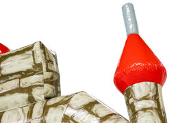 Tourelle rouge sur le château gonflable standard Grey Brick de JB à Meppel