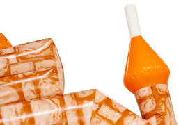 Tourelle orange sur le château gonflable standard Orange Brick de JB à Meppel