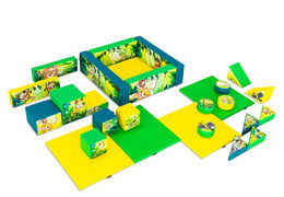 Ensemble de jeux XL sur le thème de la jungle dinosaure avec des blocs colorés pour jouer