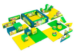 Ensemble de jeu XXL sur le thème Jungle Dino avec des blocs colorés à jouer