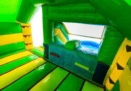 Intérieur du château gonflable Double Slide Combo en vert et jaune