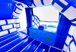 Intérieur du château gonflable Slide Combo Dubbelslide bleu et blanc