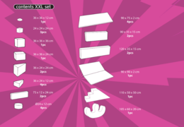 Commandez le contenu de l'ensemble Softplay XXL sur le thème Comic chez JB Inflatables à Meppel