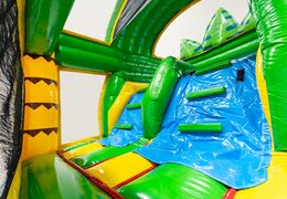 Mur d'escalade du Multiplay Doubleslide sur le thème du crocodile bleu jaune vert