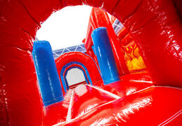 Intérieur du château gonflable Dubbelslide Multiplay bleu rouge jaune
