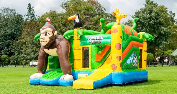 Bannière pour un blog sur les châteaux gonflables Jungle