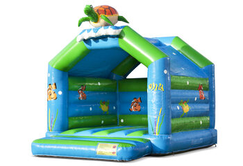 Commandez des château gonflable tortue standard avec un objet 3D sur le dessus pour les enfants. Achetez des châteaux gonflables en ligne chez JB Gonflables France