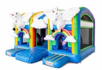 Achetez un château gonflable géant multijeux d'intérieur avec toboggan dans le thème licorne pour les enfants. Commandez des château gonflable XXL en ligne chez JB Gonflables France