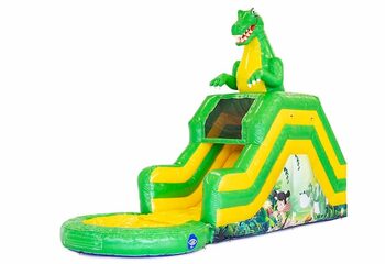 Achetez un château gonflable avec toboggan aquatique pour votre jardin sur le thème des dinosaures pour les enfants. Commandez des châteaux gonflables en ligne chez JB Gonflables France