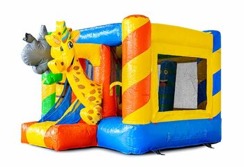 Achetez un mini multiplay sur le thème de la fête avec toboggan pour les enfants. Petit château gonflable avec toboggan disponibles à la vente chez JB Gonflables France