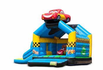 Achat château gonflable d'intérieur multiplay multifun gonflable avec toboggan sur le thème des voitures pour enfants. Commandez des châteaux gonflables en ligne chez JB Gonflables France