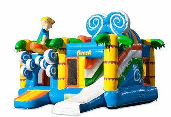 Achetez un châteaux gonflables multiplay d'intérieur sur une plage à thème avec toboggan pour enfants. Commandez des toboggan châteaux gonflables en ligne chez JB Gonflables France
