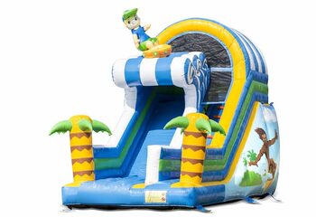 Achetez un toboggan de surf aux couleurs gaies et au joli imprimé sur le mur du fond. Commandez des toboggans gonflables maintenant en ligne chez JB Gonflables France