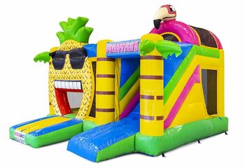 Château gonflable gonflable avec toboggan thème Hawaï pour enfants