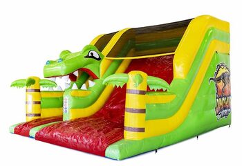 Acheter toboggan gonflable au thème dino rouge et vert pour enfant