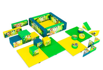 Ensemble de jeux XL sur le thème de la jungle dinosaure avec des blocs colorés pour jouer