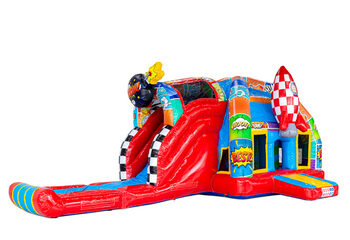 Bandes dessinées représentées sur le coussin d'air - Château gonflable A-frame Super Comic disponible chez JB Inflatables