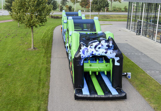 Obtenez votre parcours d'obstacles de 30 mètres en noir et vert en ligne dès maintenant. Commandez des parcours d'obstacles gonflables chez JB Gonflables France