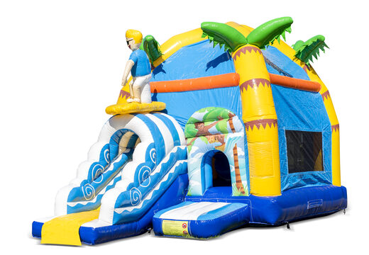 Achat château gonflable d'intérieur multiplay maxifun super gonflable avec toboggan à thème plage pour enfants. Commandez des châteaux gonflables en ligne chez JJB Gonflables France
