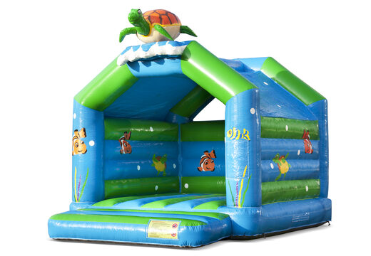 Commandez des château gonflable tortue standard avec un objet 3D sur le dessus pour les enfants. Achetez des châteaux gonflables en ligne chez JB Gonflables France