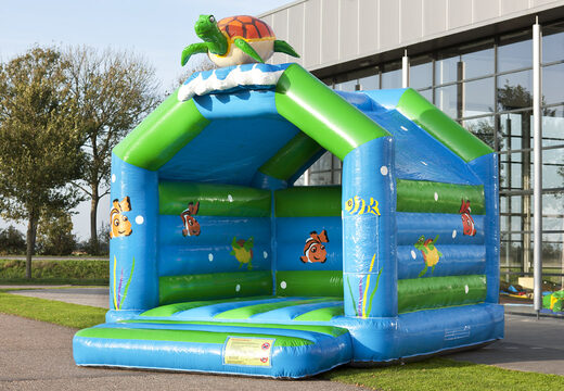 Achetez des château gonflable standard uniques avec un objet tortue 3D sur le dessus pour les enfants. Achetez des châteaux gonflables en ligne chez JB Gonflables France