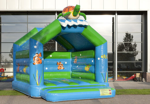 Achetez des château gonflable standard avec un objet 3D d'une tortue sur le dessus pour les enfants. Commandez des châteaux gonflables en ligne chez JB Gonflables France