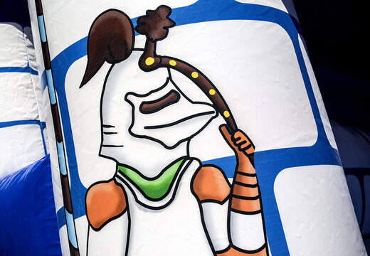 Commandez des château gonflable standard avec un thème de chevalier dans une couleur bleue pour les enfants. Achetez des châteaux gonflables en ligne chez JB Gonflables France