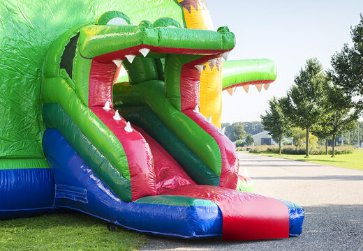 Commandez un château gonflable d'intérieur multifonctionnel super gonflable avec toboggan sur le thème du crocodile pour les enfants. Achetez des châteaux gonflables en ligne chez JB Gonflables France