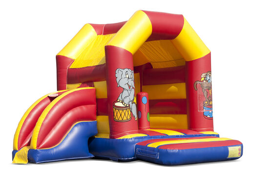 Château gonflable midi multifun avec toit pour enfants à vendre sur le thème du cirque. Disponible en ligne chez JB Gonflables France