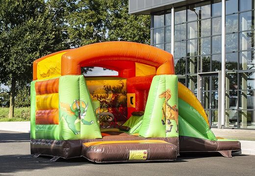 Mini château gonflable multifonctionnelle avec toboggan sur le thème des dinosaures pour une fête d'anniversaire à vendre. Achetez des châteaux gonflables en ligne chez JB Gonflables France