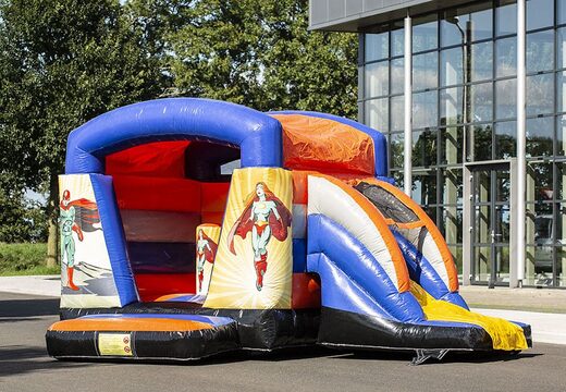 Petit château gonflable d'intérieur multifun à vendre à thème super-héros pour enfants. Achetez des châteaux gonflables chez JB Gonflables France en ligne
