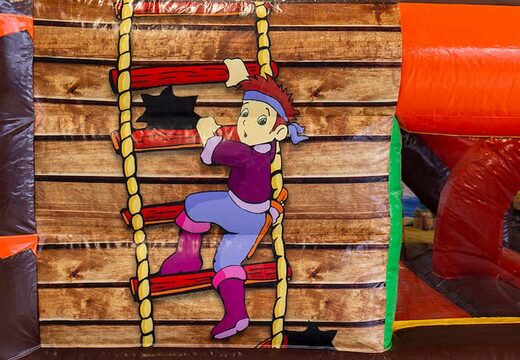 Château gonflable géant Funcity Pirate avec un toboggan à l'intérieur, l'objet 3D sur la surface de saut et le design amusant de la jungle pour les enfants. Commandez des château gonflable XXL en ligne chez JB Gonflables France