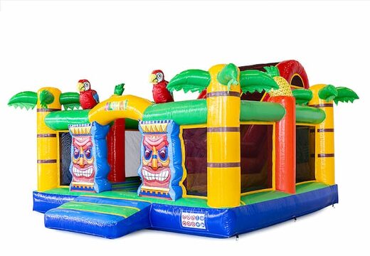 Achetez un château gonflable géant multijoueur ouvert avec toboggan dans le thème d'Hawaï pour les enfants. Commandez des château gonflable XXL en ligne chez JB Gonflables France