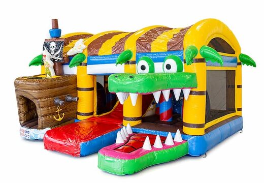 Commandez un château gonflable géant multijeux d'intérieur avec toboggan dans le thème pirate XXL pour les enfants. Commandez des château gonflable XXL en ligne chez JB Gonflables France